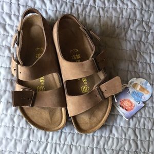 Tan Birkenstock sandals